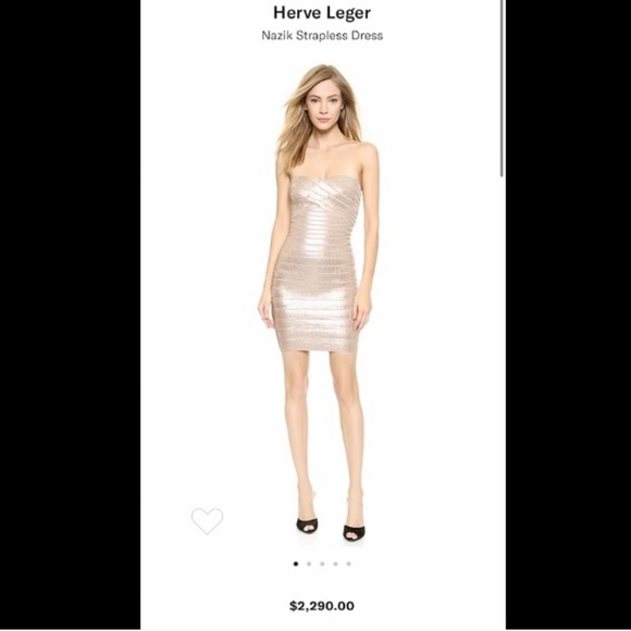 Herve Leger Nazik Sequin Bandage Dress, Bare Combo - Picture 16 of 16